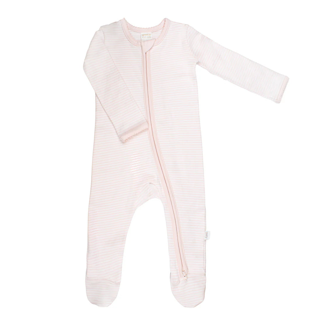 Paty Striped Zipper Footie Sleeper- Pink