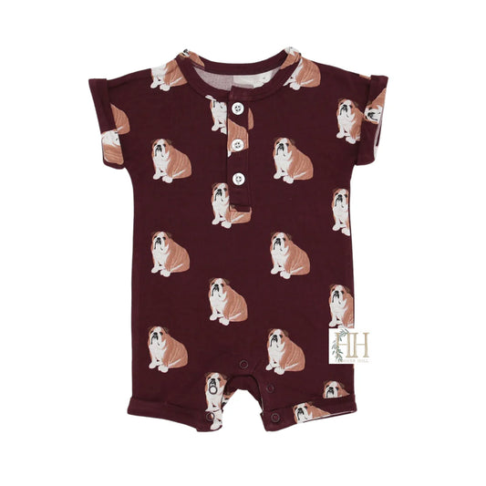 Bulldog Bamboo Button Romper