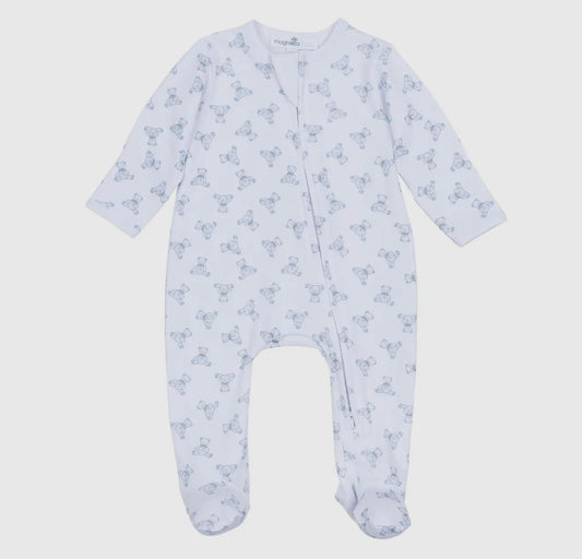 Bear Zipper Pajamas- Blue