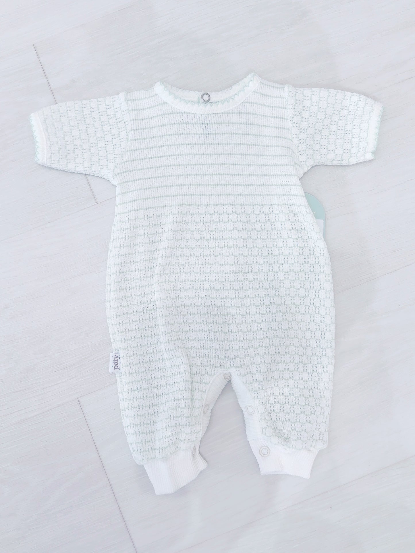 Paty Romper- Mint Green Stripes