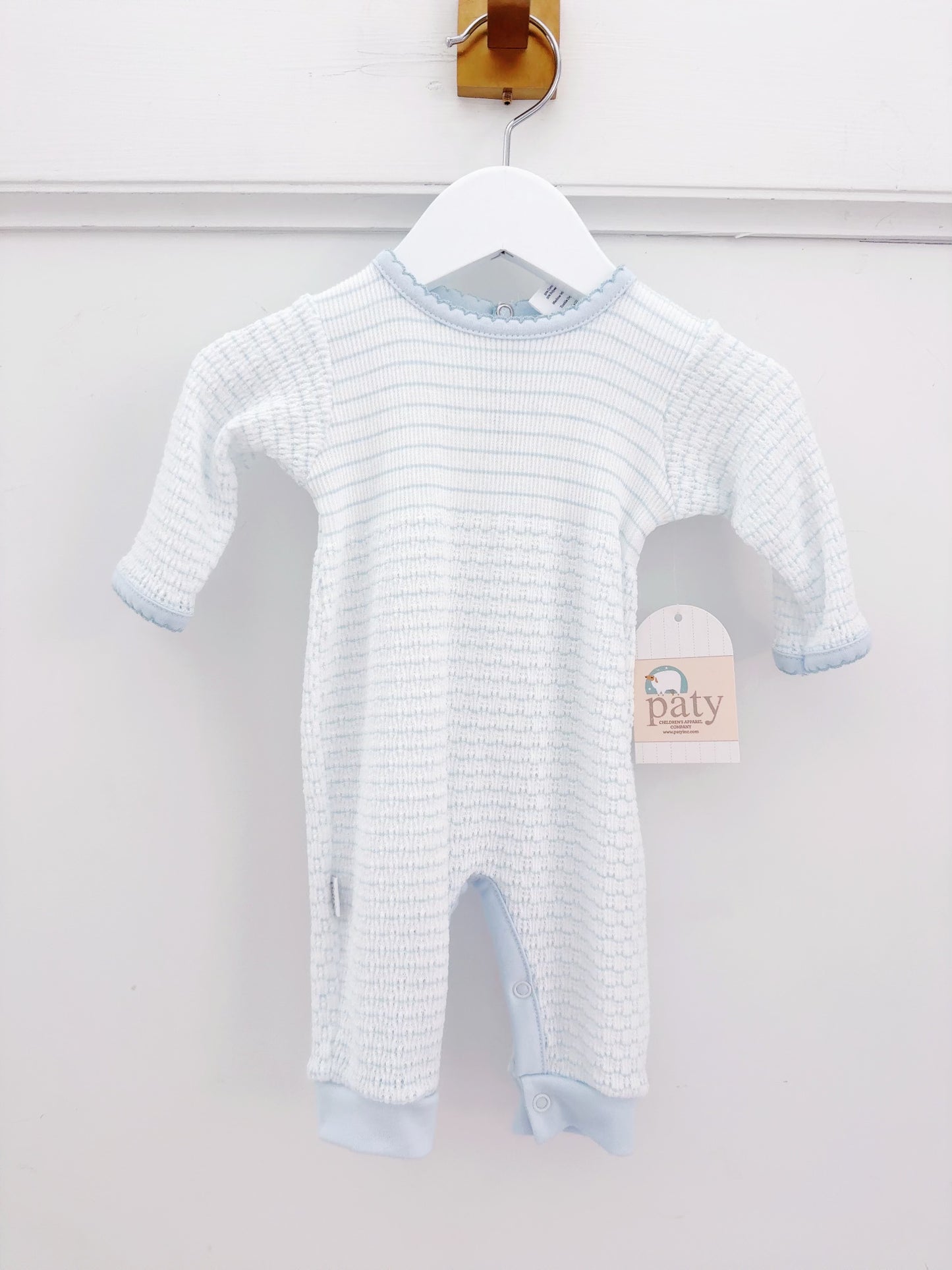Long Sleeve Paty Romper (Blue Stripes)