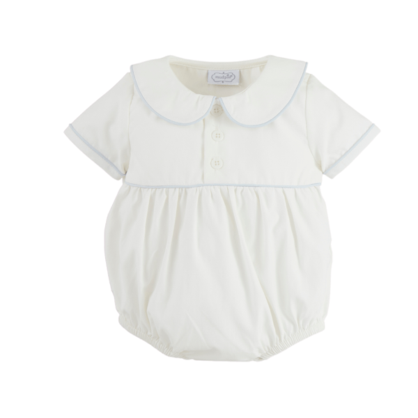 The Collared Poplin Baby Bubble- White