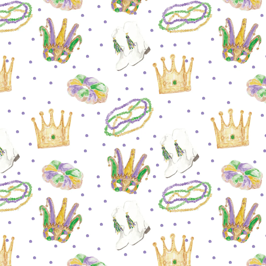Isabelle Mardi Gras Icons Print Pleat Dress