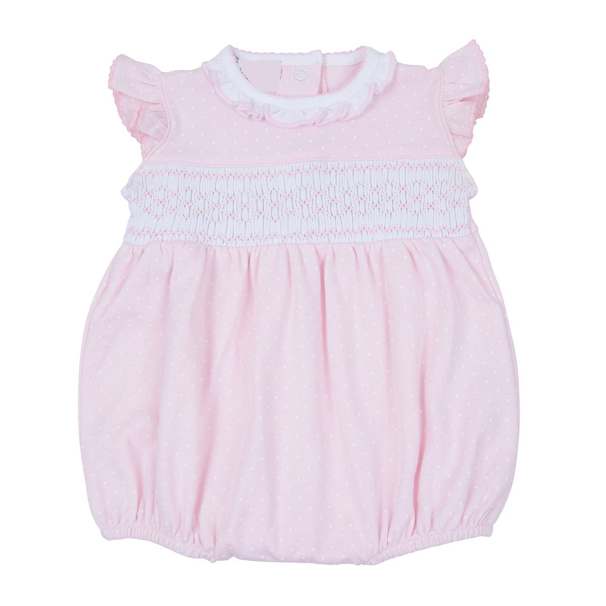 Simply Sweet Smocked Dot Bubble- Pink