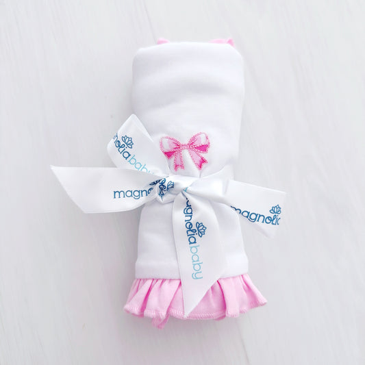 Claire Burp Cloth (Pink Bow)