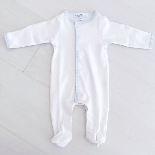 Davis White Foot with Blue Gingham Trim