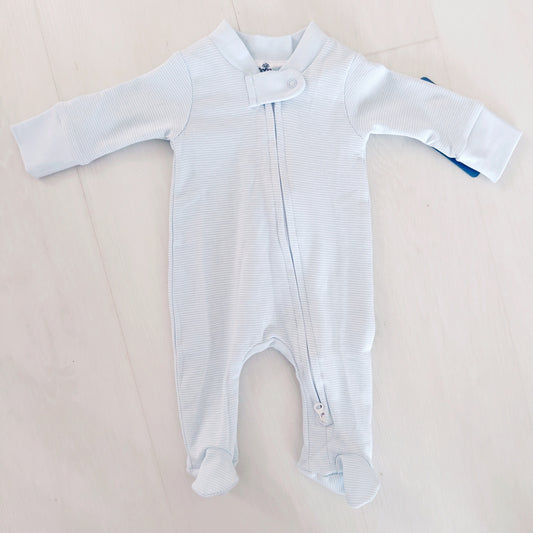 Peyton Striped Footie (Blue Stripes)