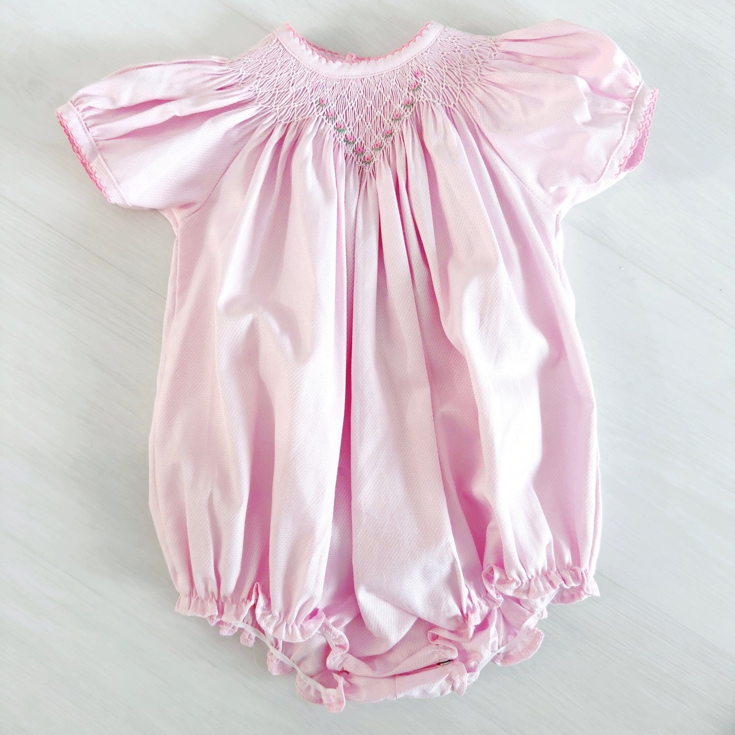 Clara Smocked Pink Bubble