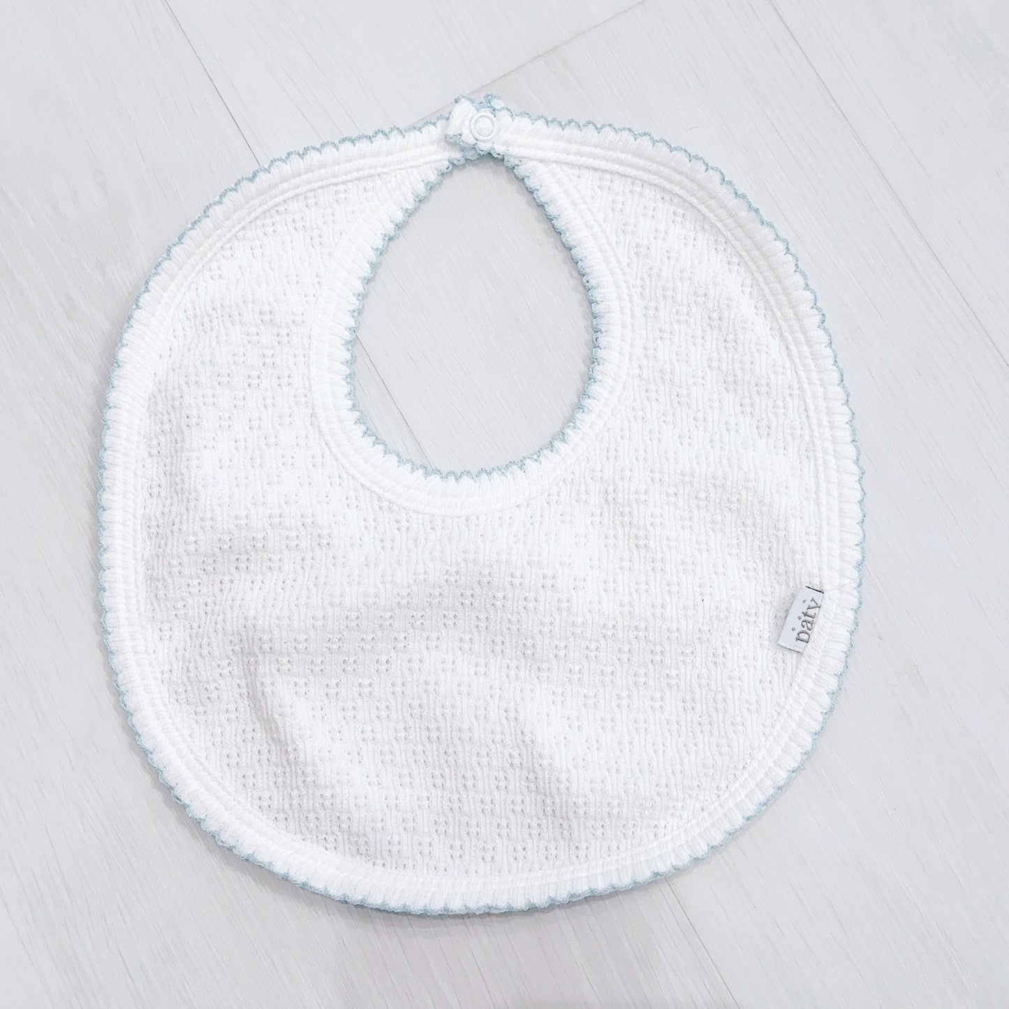 Paty Bib- White w/ Blue Trim