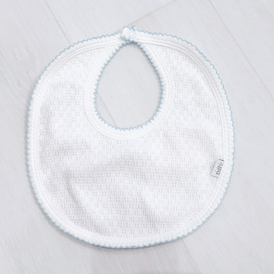 Paty Bib- White w/ Blue Trim