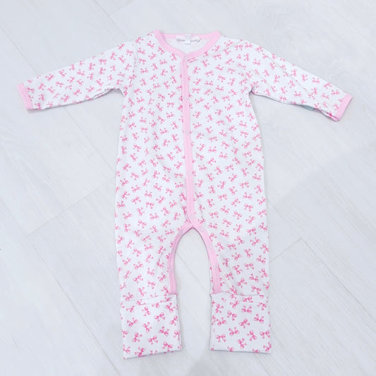 Ella Snapped Romper - Pink Bows
