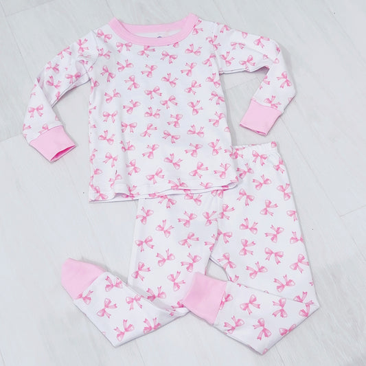 Morgan Two Piece Pajama Set-Pink Bows