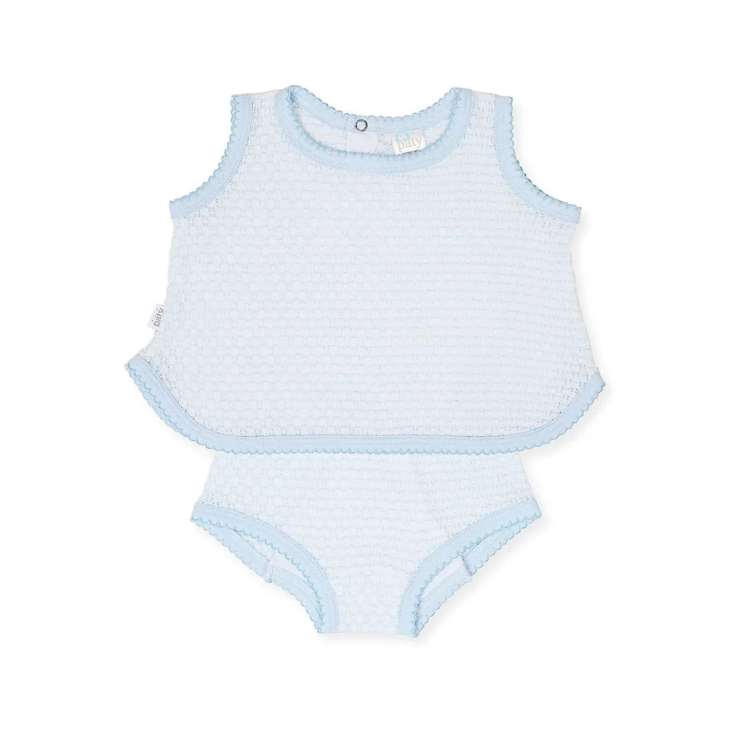 Paty Diaper Set- Light Blue / Thick Trim