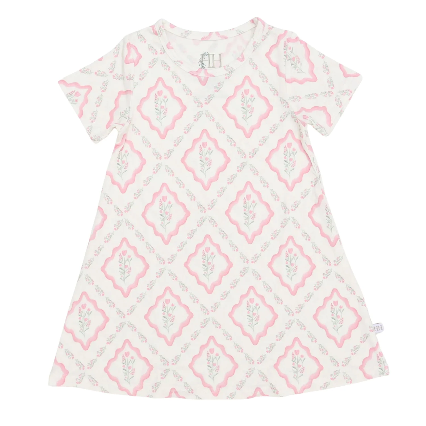Girls Floral Diamond Bamboo Dress