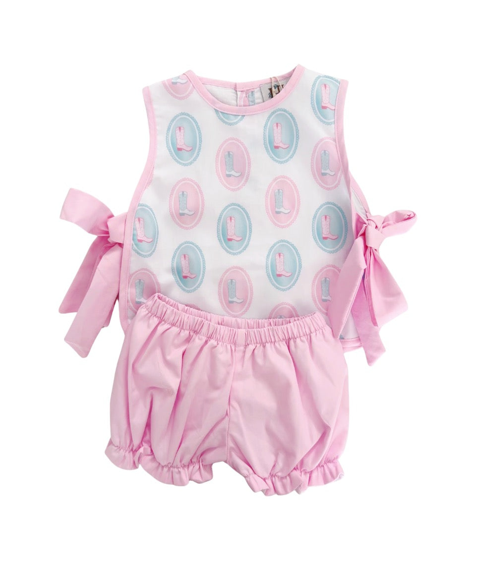 Oval Cowgirl Boots Side Tie Bloomer Set