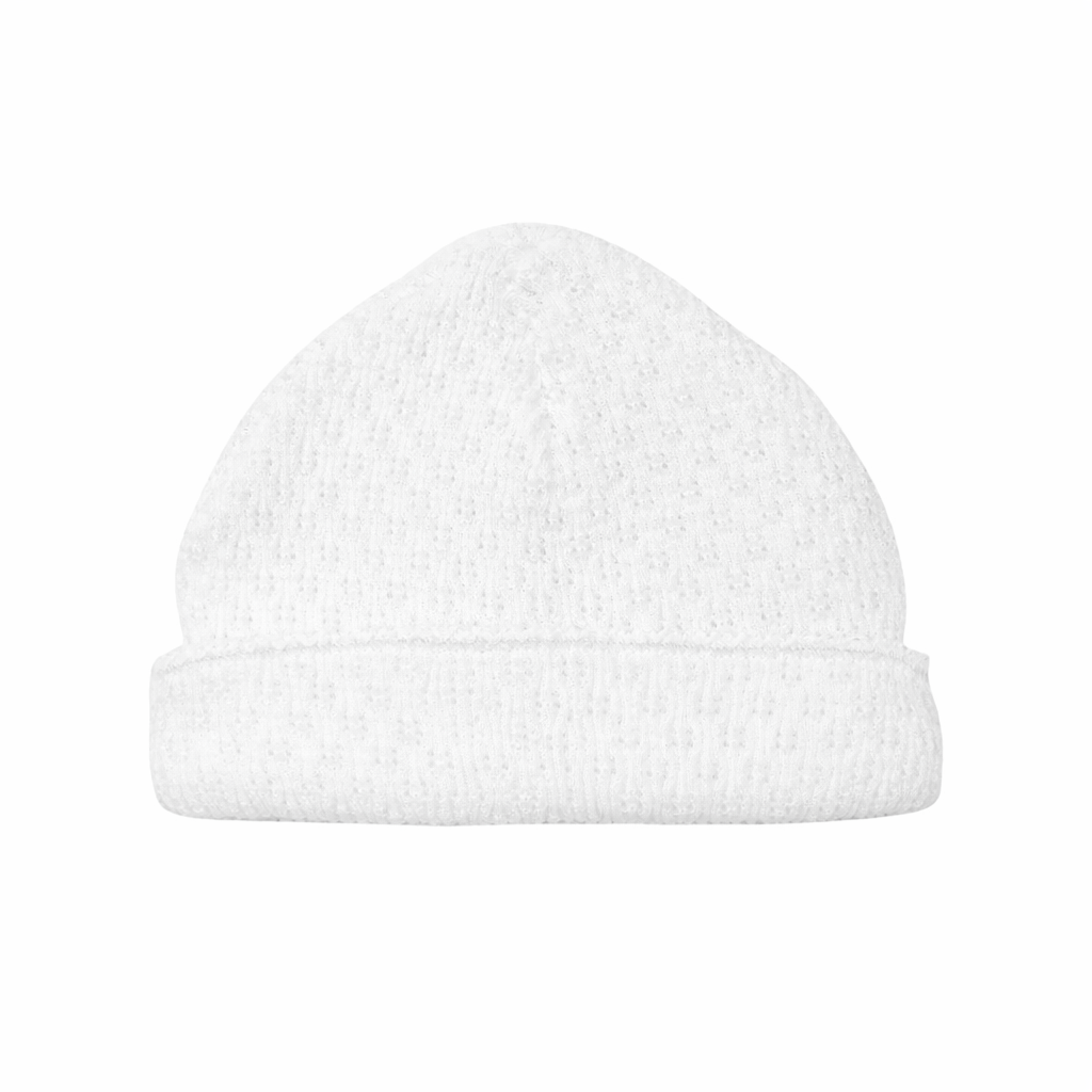 Paty Beanie Hat- White W/ White Trim
