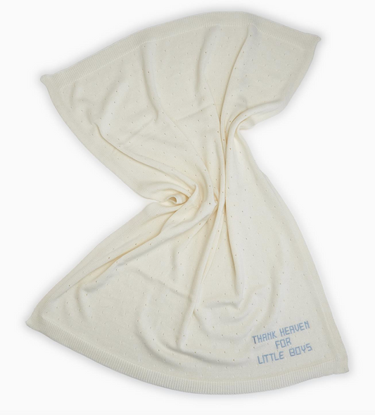 Thank Heaven Embroidered Blanket- Boys