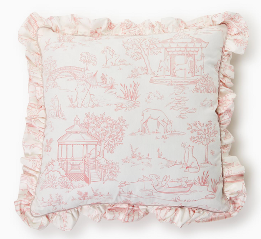 Toile Pillow (Pink)