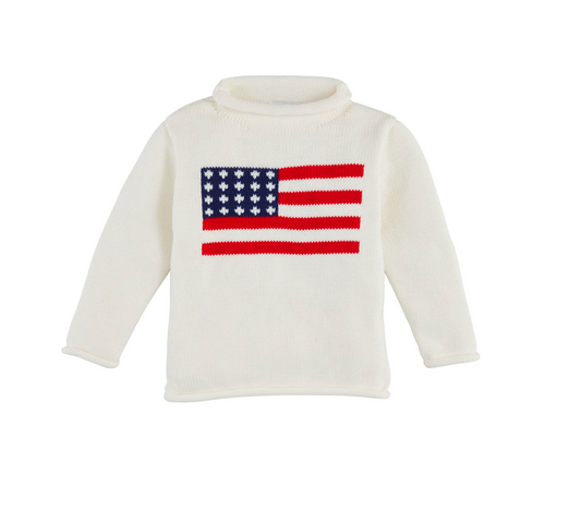 American Flag Rollneck Sweater (White)