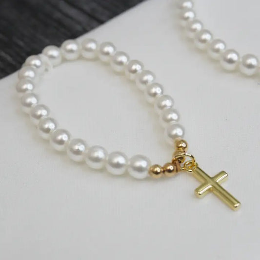 Cross Pearl Bracelet