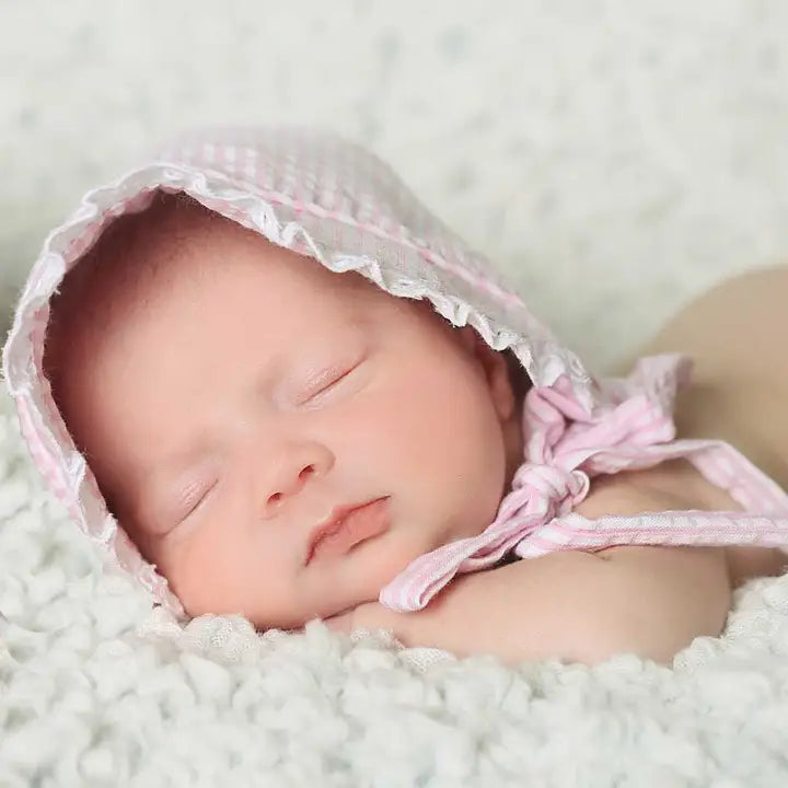 Mary Seersucker Bonnet (Pink)