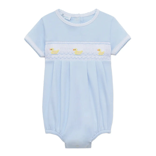 Little Ducklings Classics Smocked Bubble - Light Blue