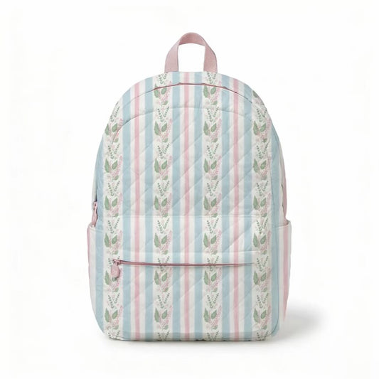Blue Floral Quilted Backpack