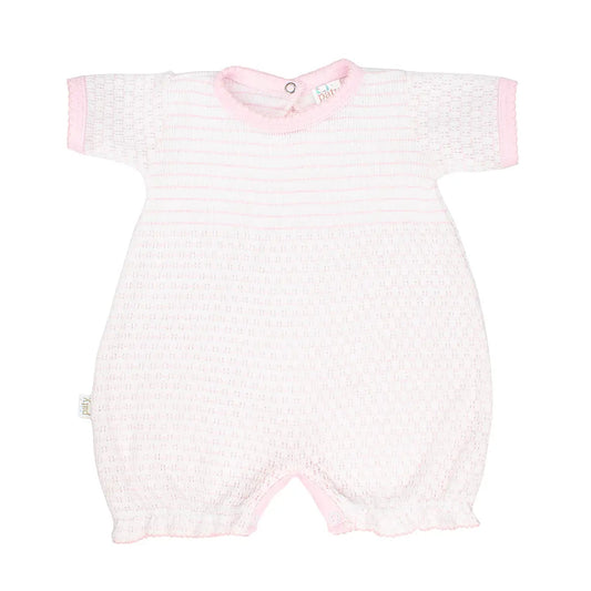 Paty Knit Bubble Pink For Newborn Girls with Pink Trim
