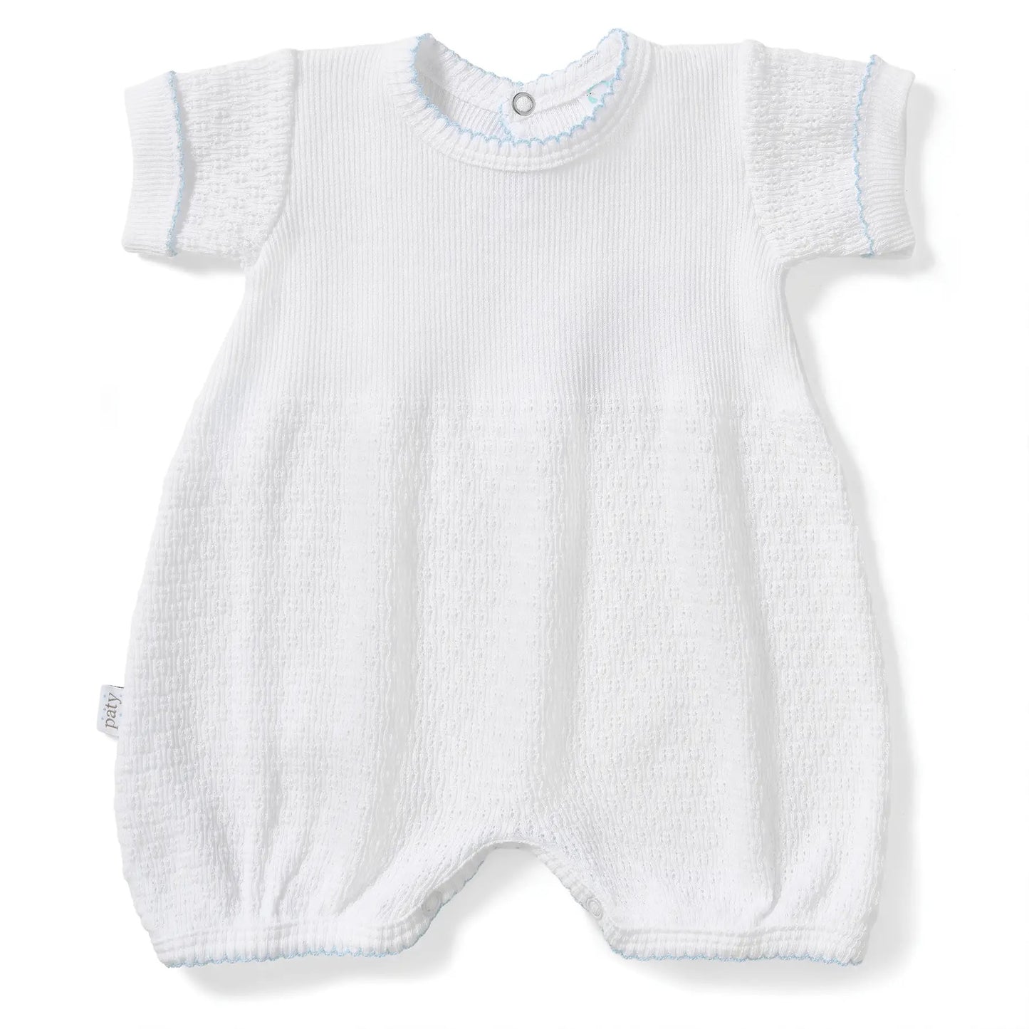 Paty Short Romper- Blue Trim