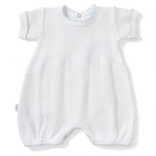 Paty Short Romper- Blue Trim