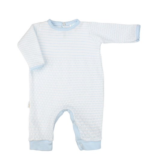 Long Sleeve Paty Romper (Blue Stripes)