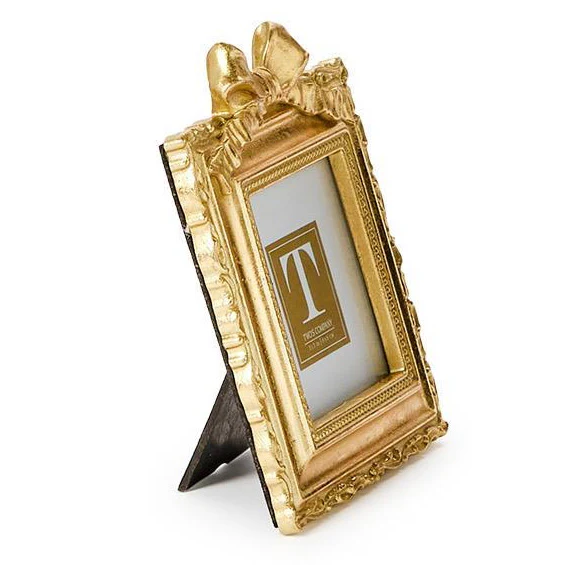 Gold Mini Photo Frame w/Accent Bow - Square 3x3 Frame