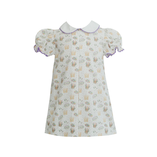 Isabelle Mardi Gras Icons Print Pleat Dress