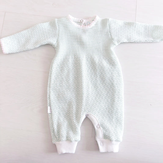 Paty Long Romper (Mint with Pink Trim)