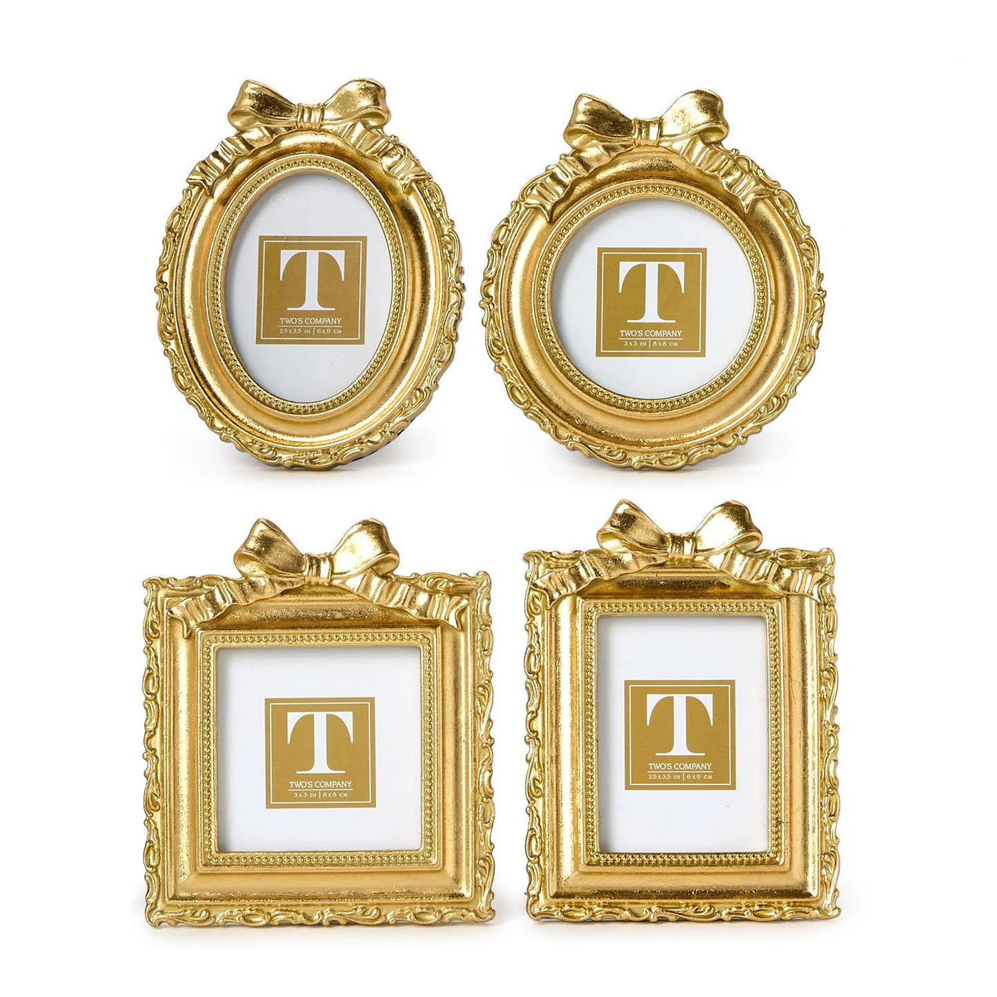 Vintage Gold Mini Photo Frame w/Accent Bow - Rectangle 2.5x3.5 Frame
