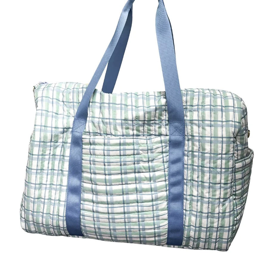 Checkered Quilted Duffle Bag