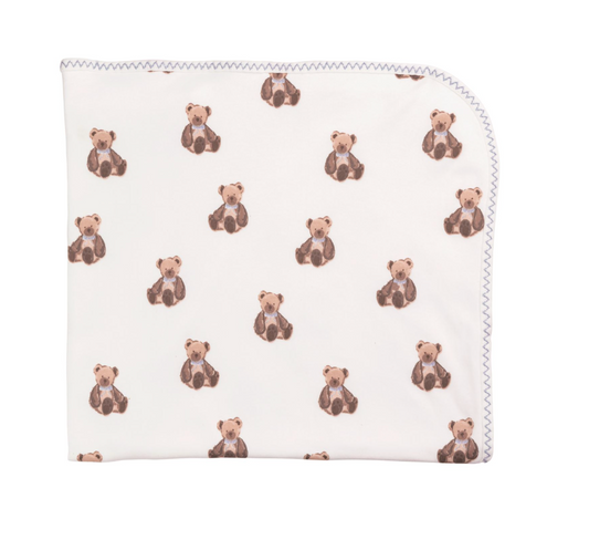 Bear Arrival Blanket-Blue Trim