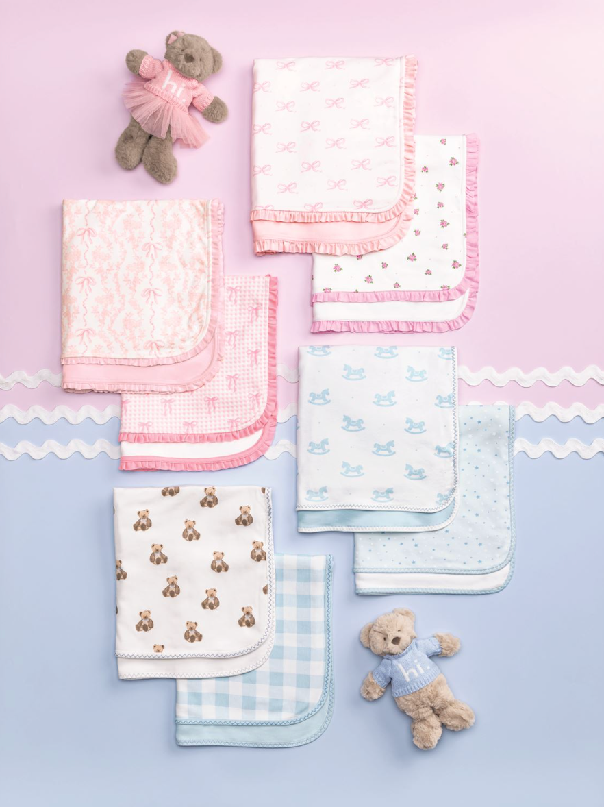 Gingham Arrival Blanket- Blue
