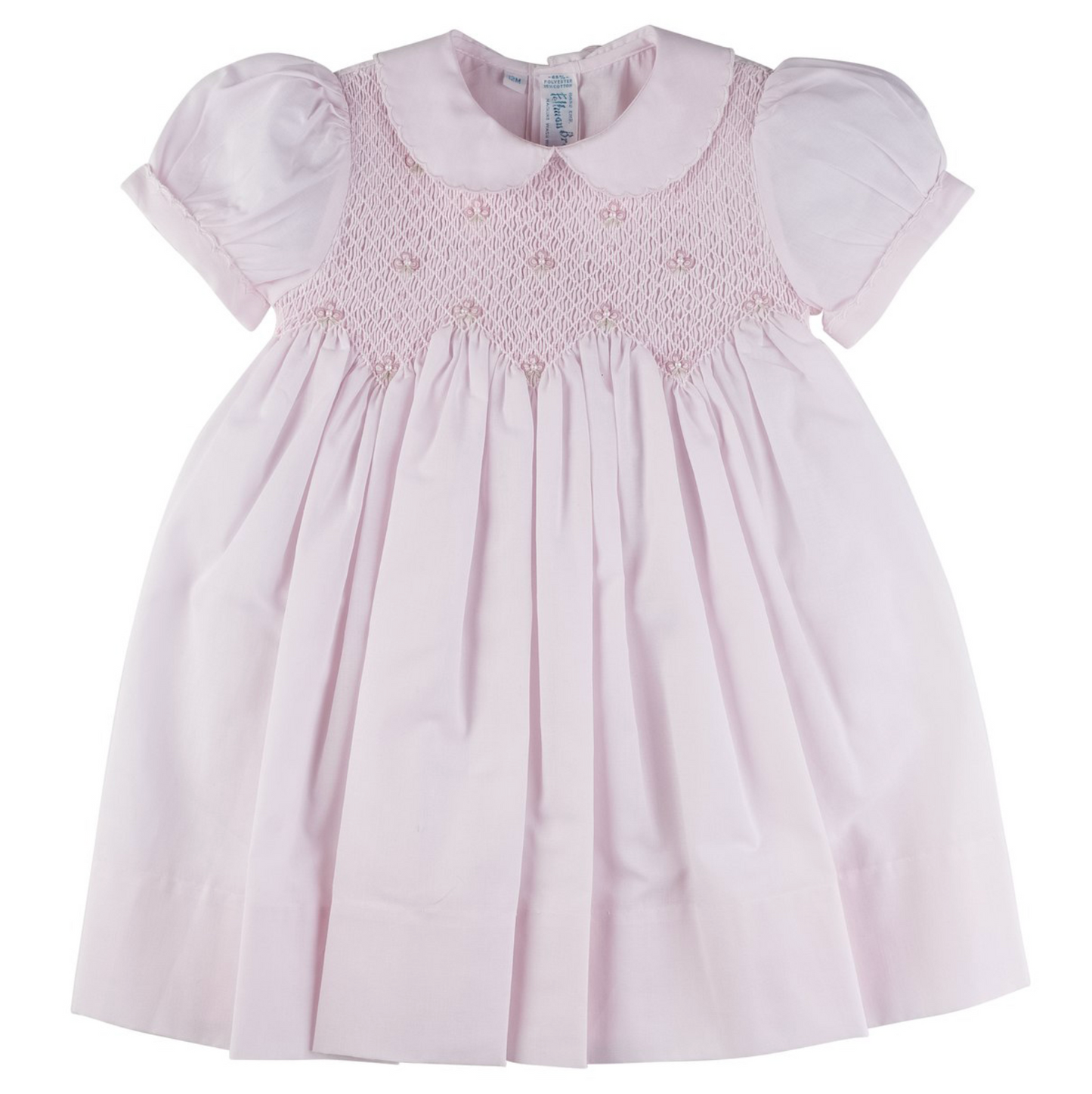 Scalloped Pearl Smocked Pink Dress- Feltman Brothers