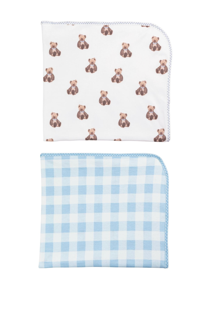 Gingham Arrival Blanket- Blue