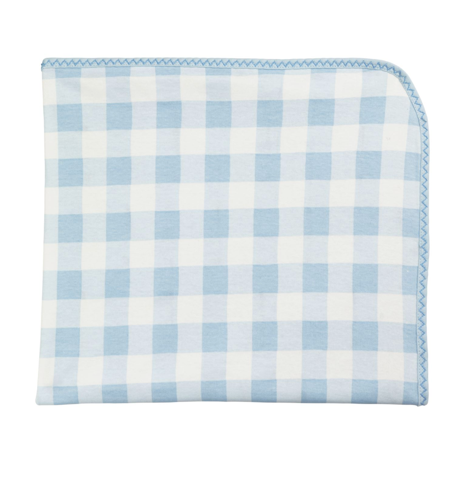 Gingham Arrival Blanket- Blue