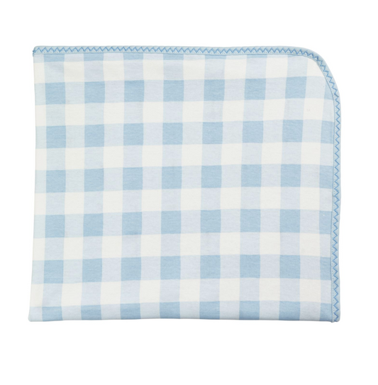 Gingham Arrival Blanket- Blue