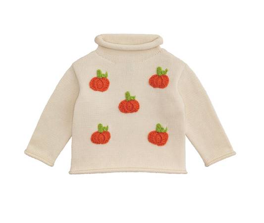 "Pumpkin Patch" Rollneck Sweater (White)
