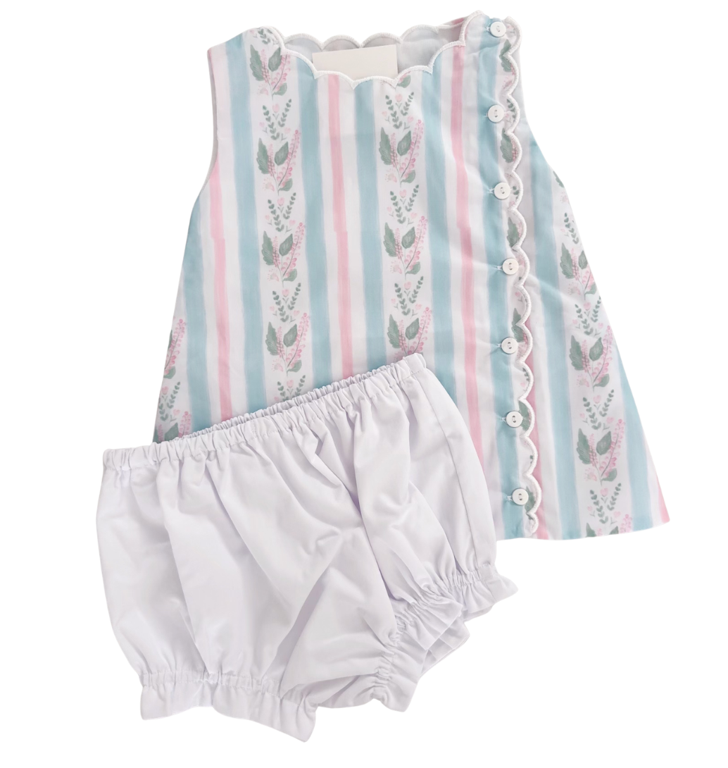 Floral Stripes Diaper Set