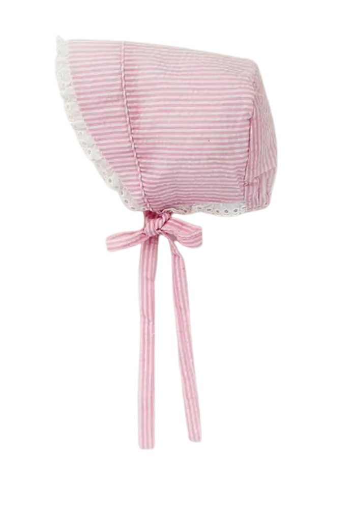 Mary Seersucker Bonnet (Pink)