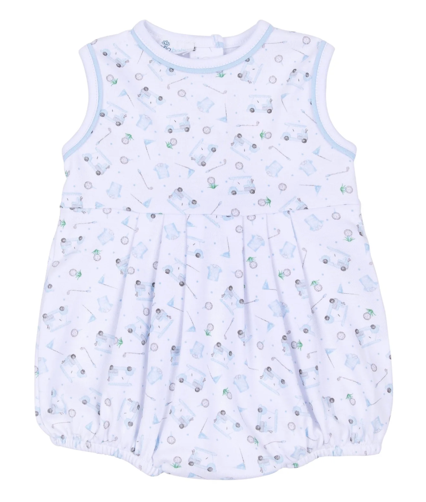 Little Golfer Print Bubble - Light Blue