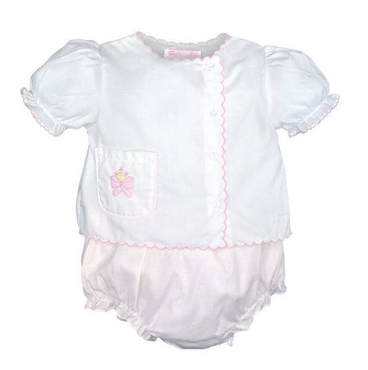 Shadow Stitched Bow Diaper Set