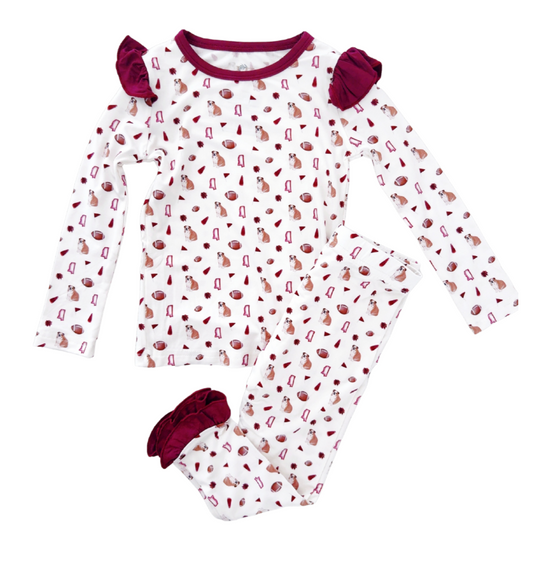 Mississippi Bulldog Bamboo Pjs- Ruffle