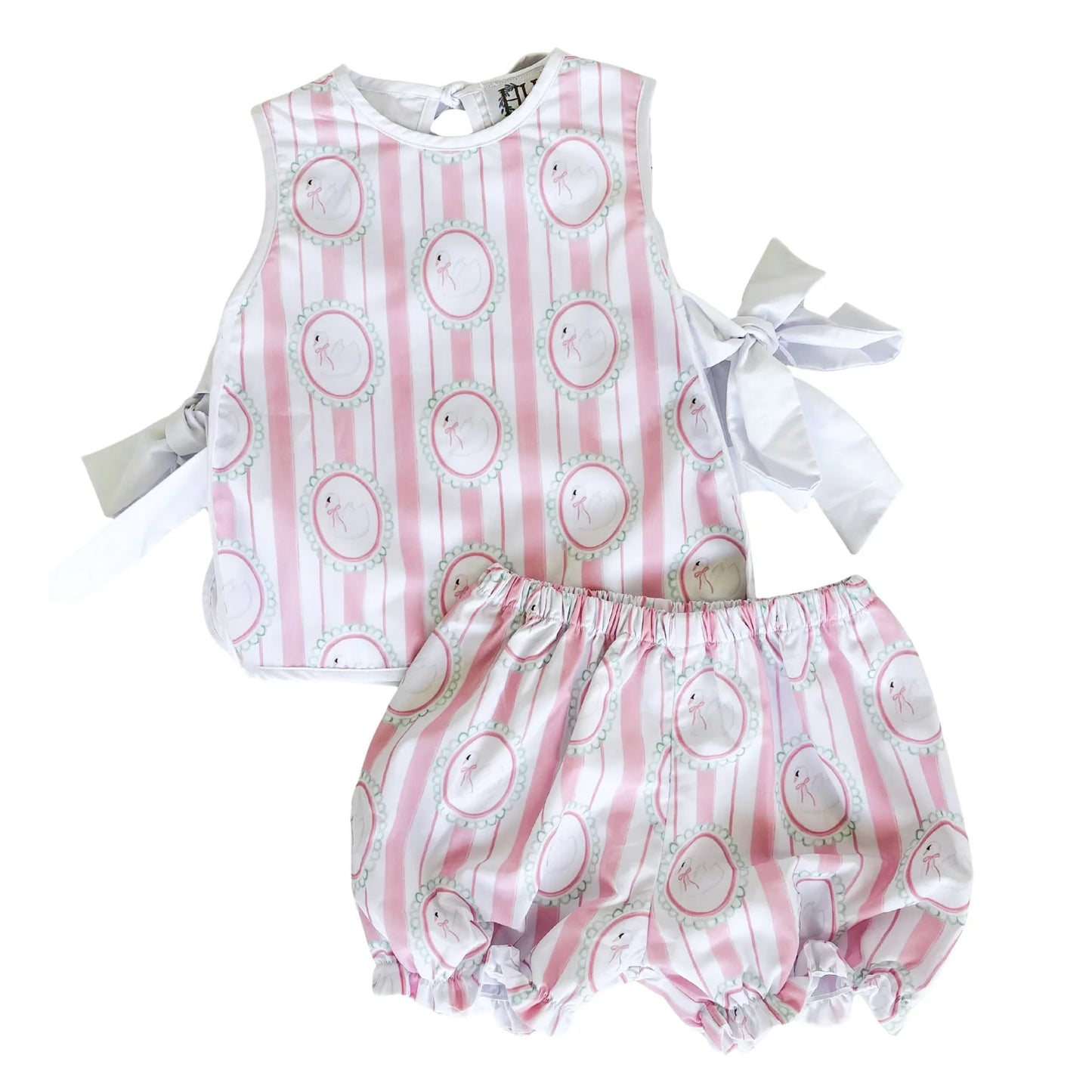 Girls Swan Side Tie Bloomer Set