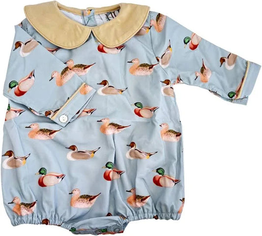Boys Vintage Ducks Long Sleeve Collared Bubble